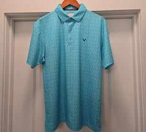 Callaway Light Blue Patterned Polo Shirt